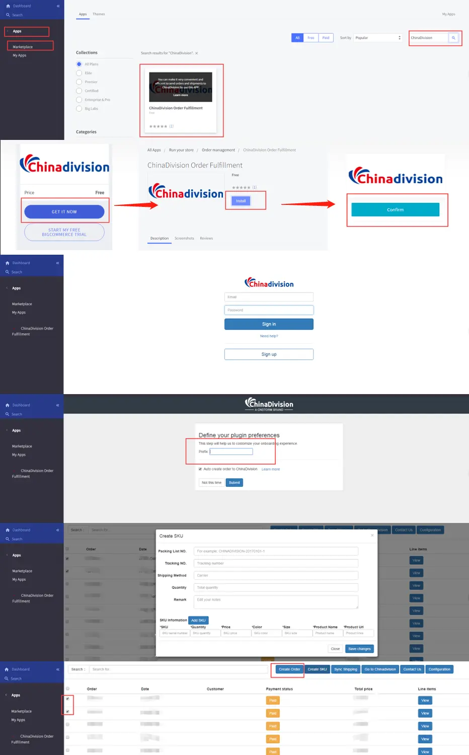 Install BigCommerce fulfillment integration